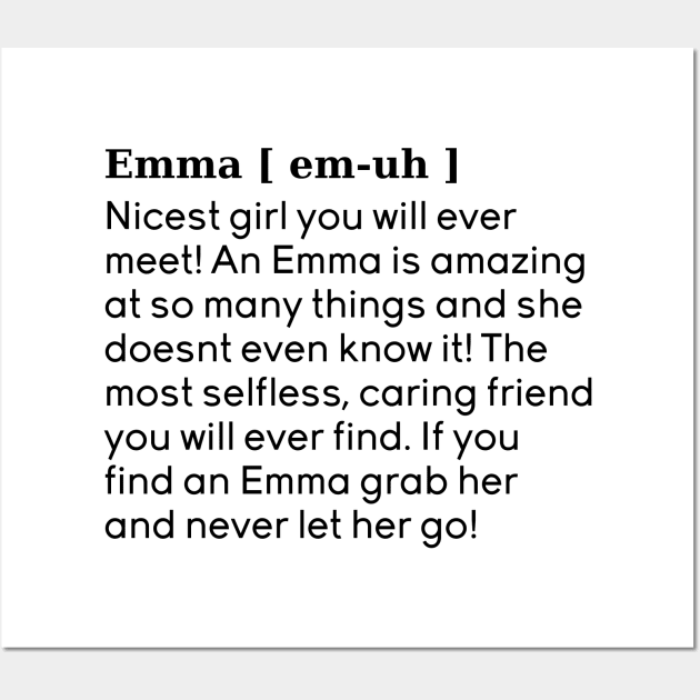 emma name definition (White) Wall Art by acatalepsys 